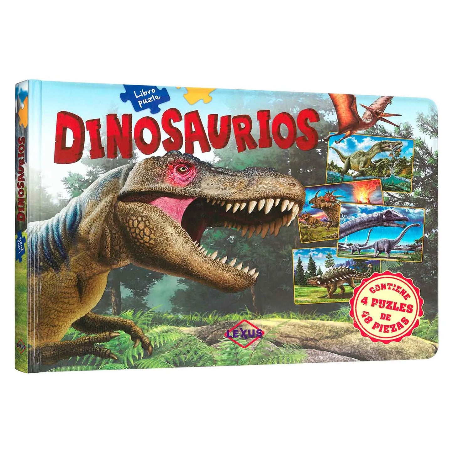 Libro Infantil Dinosaurios con 4 Rompecabezas de 48 piezas