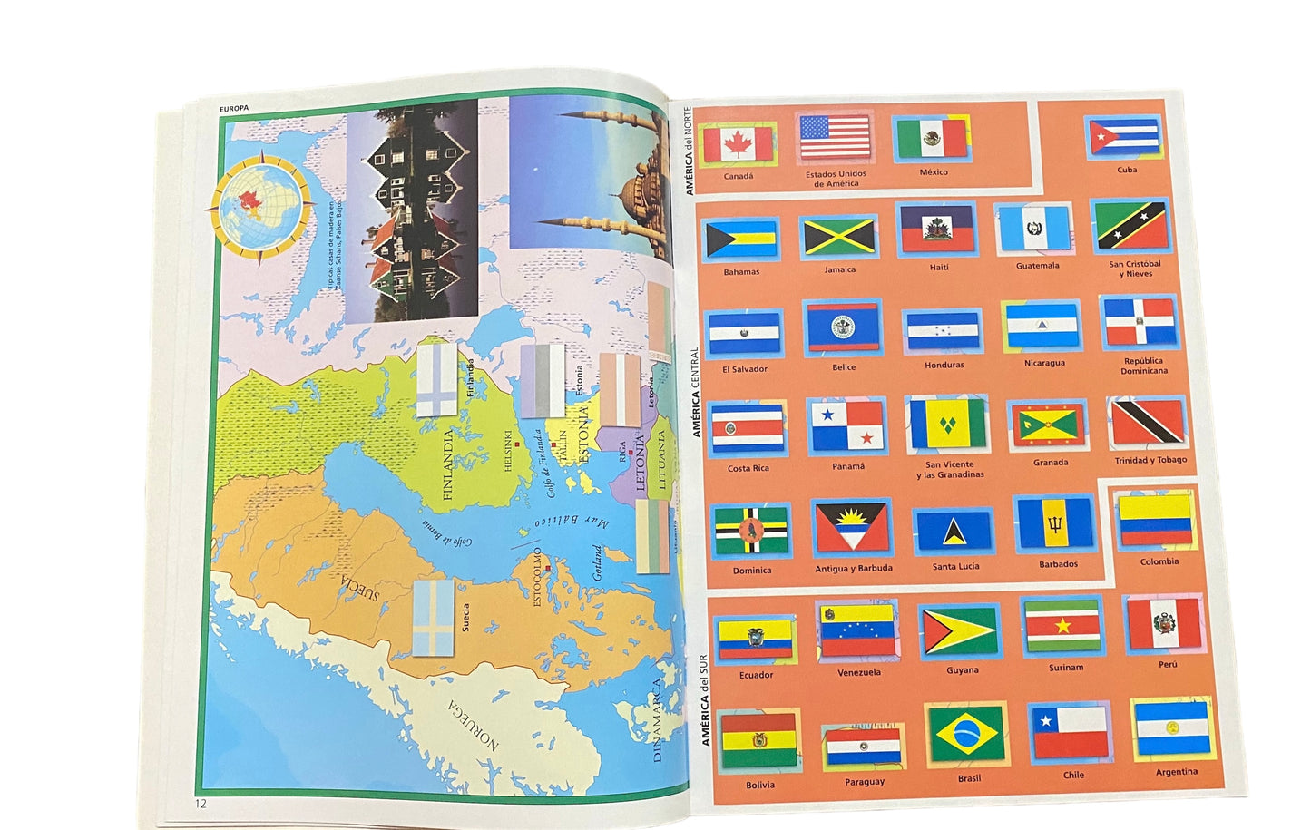 Atlas de Banderas y Países, con Postales para Colocar