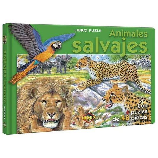 Libros de Animales Salvajes con Rompecabezas y Textos para Conocer mas los Animales