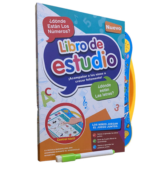 Libro de Estudio con Sonidos ABC, Vocabulario, Números, Formas y más