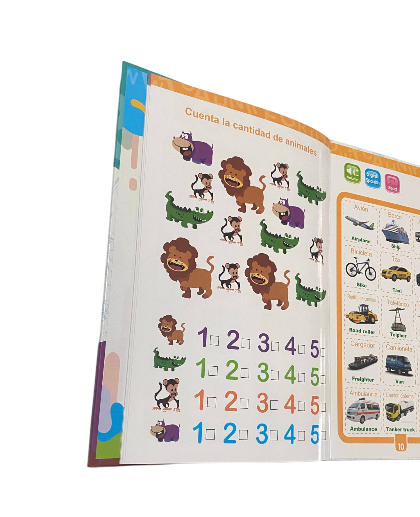 Libro de Estudio con Sonidos ABC, Vocabulario, Números, Formas y más