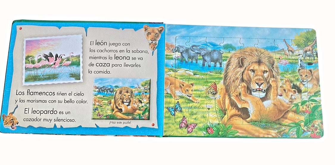 Libros de Animales Salvajes con Rompecabezas y Textos para Conocer mas los Animales