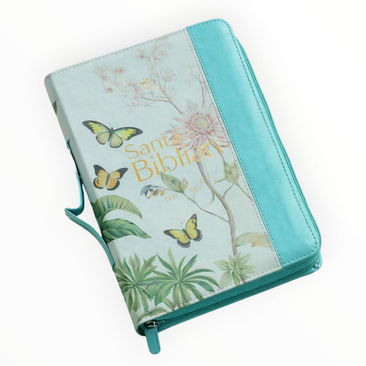 Biblia Reina Valera Letras Grandes Turquesa con Mariposas