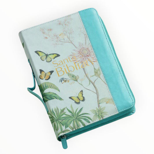 Biblia Reina Valera Letras Grandes Turquesa con Mariposas